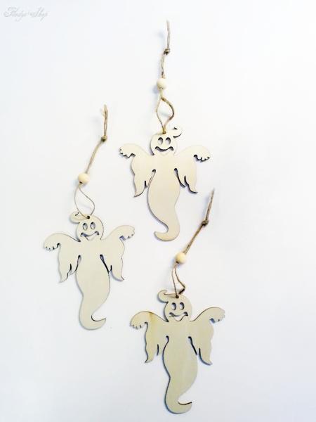 3 ulkige Geister Anhänger Holz